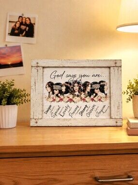 God Says You Are... Floral Women Wall Art - White Frame